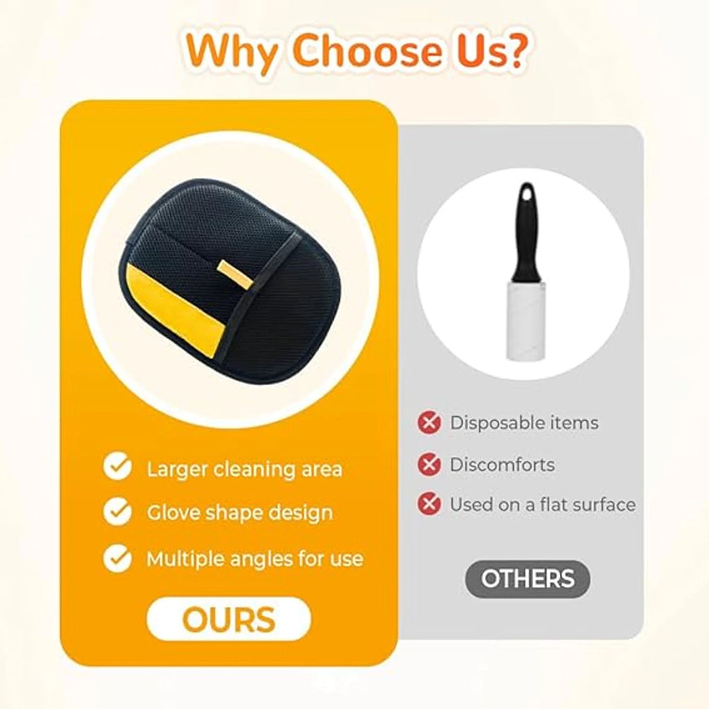 2Pcs Electrostatic Gloves Pet Hair Removal, 2025 Pet Hair Remover Glove, Washable Reusable Dogs Cats Hair Gloves for Furniture Bed Sheets Couch Clothes Carpet Car Seat