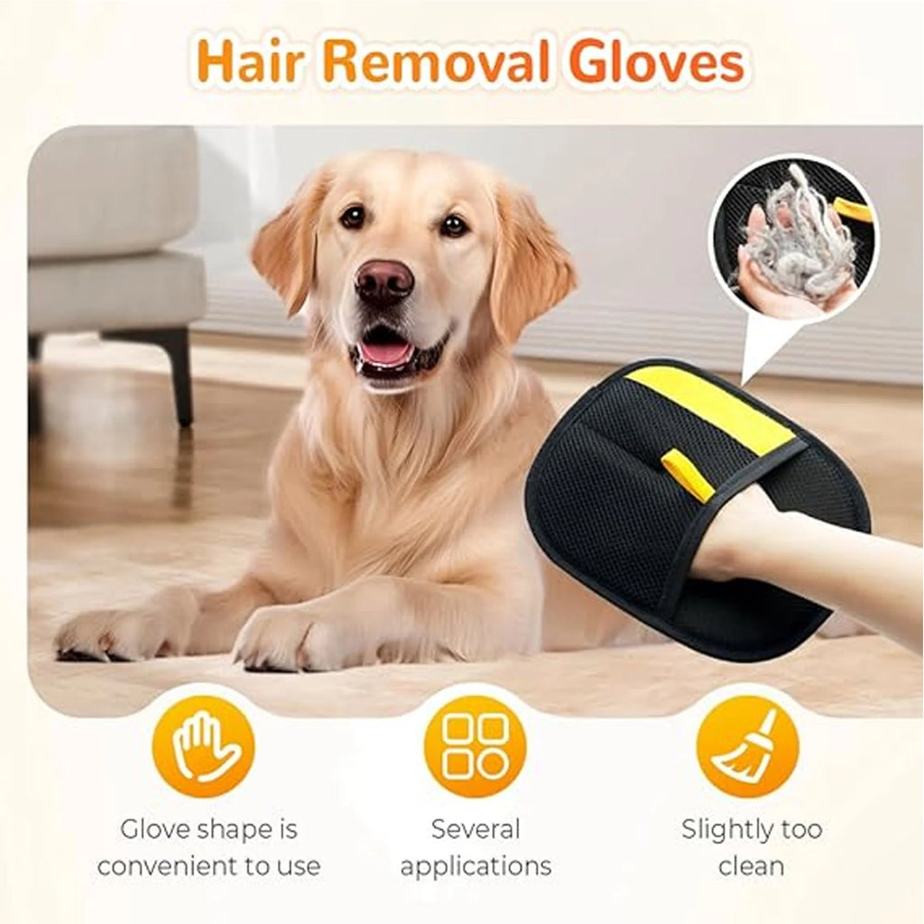 2Pcs Electrostatic Gloves Pet Hair Removal, 2025 Pet Hair Remover Glove, Washable Reusable Dogs Cats Hair Gloves for Furniture Bed Sheets Couch Clothes Carpet Car Seat